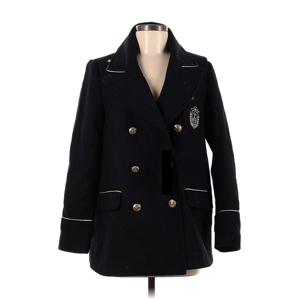 ZARA Navy Double Breasted Coat - S
